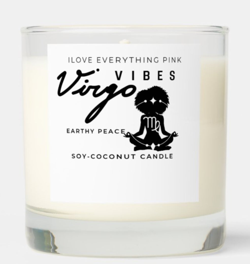 Virgo Vibes 8oz Luxury Soy-Coconut Candle fragrance:Amaretto, Honey,Sweet Tobacco Leaf,Oak, Patchouli, Vetiver
