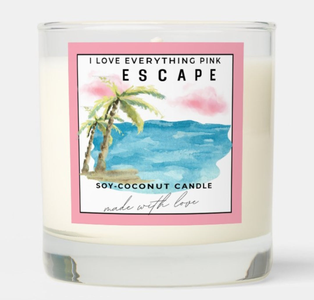 Escape 8oz Luxury Soy-Coconut Candle -Fragrance:Hawaii breeze