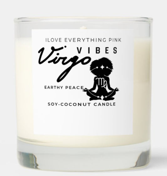 Virgo Vibes 8oz Luxury Soy-Coconut Candle  fragrance:Amaretto, Honey,Sweet Tobacco Leaf,Oak, Patchouli, Vetiver