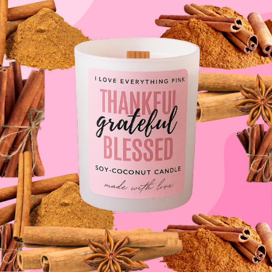 Thankful Grateful blessed candle