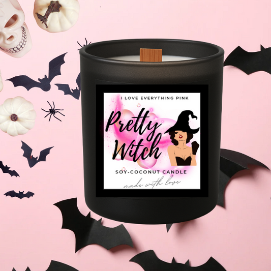 Pretty Witch 7oz Luxury candle  
 pink sugar 
Fragrance Notes:

Top: Bergamot, Sicilian Orange, Raspberry

Middle: Cotton Candy, Licorice, Strawberry

Base: Caramel, Vanilla, Musk