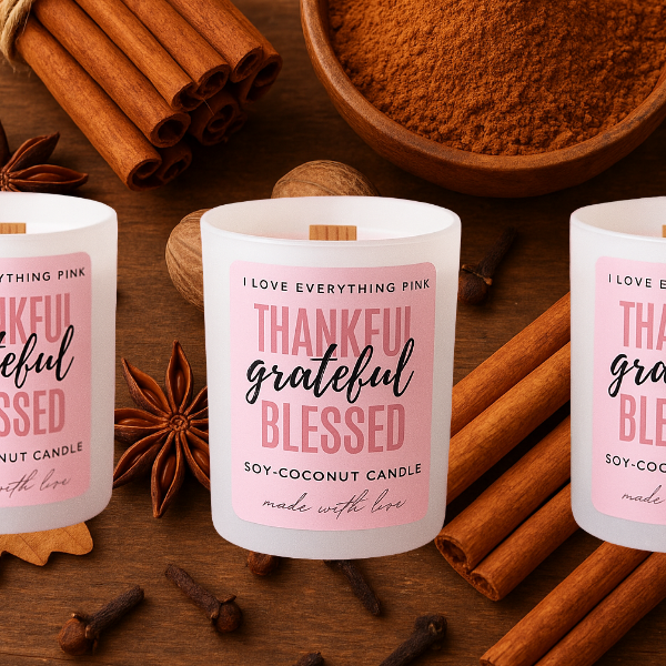 Thankful Grateful blessed candle